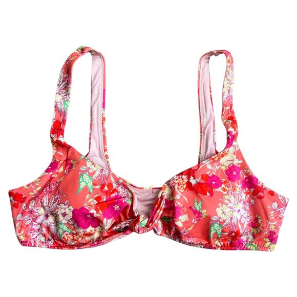 Victoria's Secret Swim Pink Floral Tie-Front Bra Top, M - Picture 1 of 5